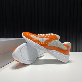 Prada Fashion Cowhide Mesh Sneakers For Men Orange