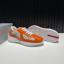 Prada Fashion Cowhide Mesh Sneakers For Men Orange