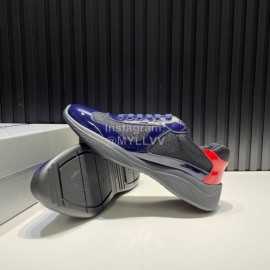 Prada New Cowhide Mesh Sneakers For Men Blue
