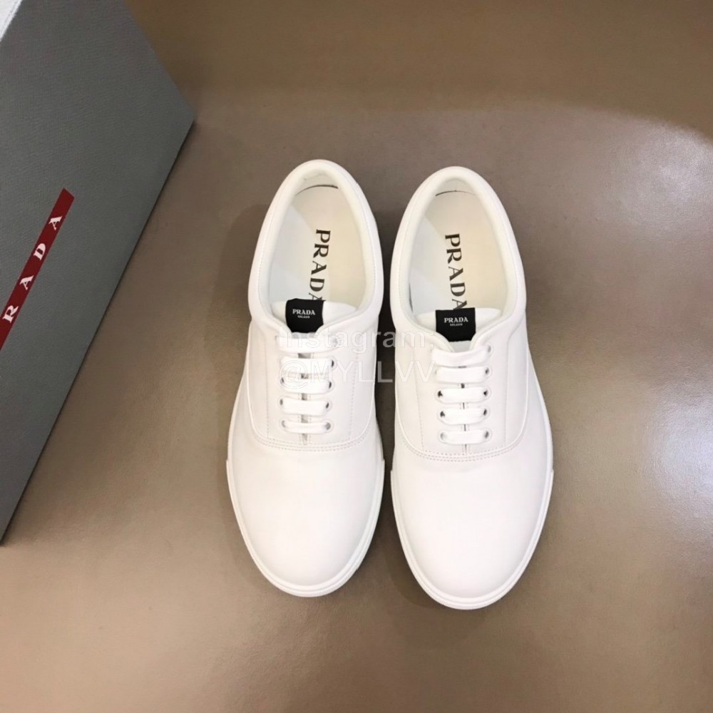 Prada New Cowhide Lace Up Sneakers For Men White