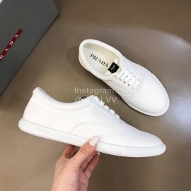 Prada New Cowhide Lace Up Sneakers For Men White