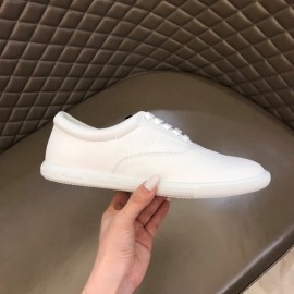 Prada New Cowhide Lace Up Sneakers For Men White