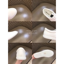 Prada New Cowhide Lace Up Sneakers For Men White