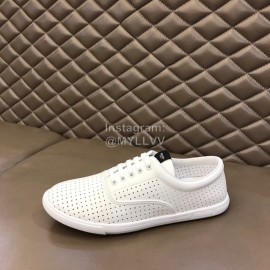 Prada New Leather Lace Up Sneakers For Men White