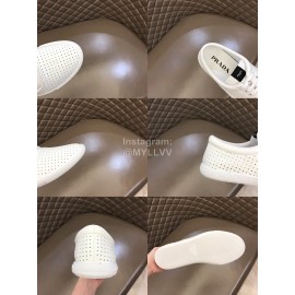 Prada New Leather Lace Up Sneakers For Men White
