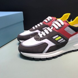 Prada Fashion Cowhide Mesh Casual Sneakers For Men Black