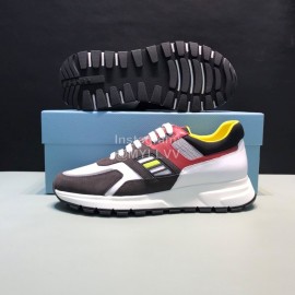 Prada Fashion Cowhide Mesh Casual Sneakers For Men Black