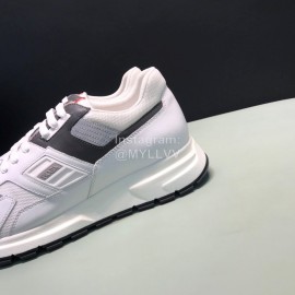 Prada Fashion Cowhide Mesh Casual Sneakers For Men White