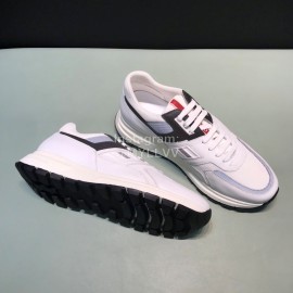 Prada Fashion Cowhide Mesh Casual Sneakers For Men White