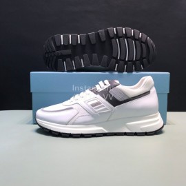 Prada Fashion Cowhide Mesh Casual Sneakers For Men White