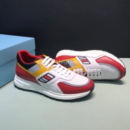 Prada Fashion Cowhide Mesh Casual Sneakers For Men Red