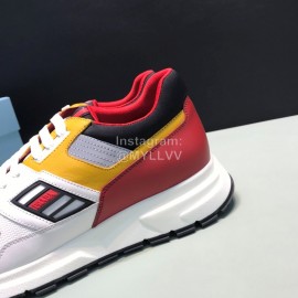 Prada Fashion Cowhide Mesh Casual Sneakers For Men Red