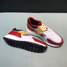 Prada Fashion Cowhide Mesh Casual Sneakers For Men Red