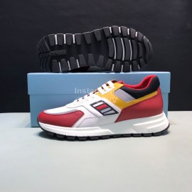 Prada Fashion Cowhide Mesh Casual Sneakers For Men Red