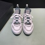 Prada Comfortable Cowhide Mesh Sneakers For Men Gray