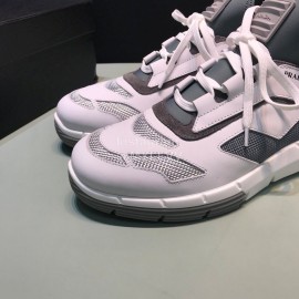 Prada Comfortable Cowhide Mesh Sneakers For Men Gray