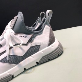 Prada Comfortable Cowhide Mesh Sneakers For Men Gray