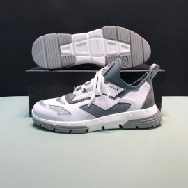 Prada Comfortable Cowhide Mesh Sneakers For Men Gray