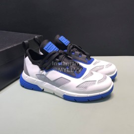 Prada Comfortable Cowhide Mesh Sneakers For Men Blue