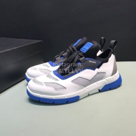 Prada Comfortable Cowhide Mesh Sneakers For Men Blue
