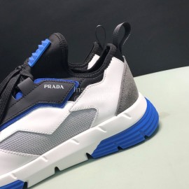 Prada Comfortable Cowhide Mesh Sneakers For Men Blue
