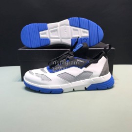 Prada Comfortable Cowhide Mesh Sneakers For Men Blue