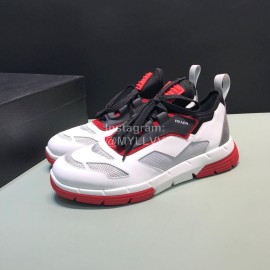 Prada Comfortable Cowhide Mesh Sneakers For Men Red