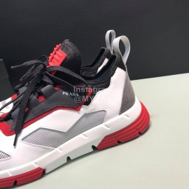 Prada Comfortable Cowhide Mesh Sneakers For Men Red