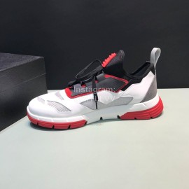 Prada Comfortable Cowhide Mesh Sneakers For Men Red