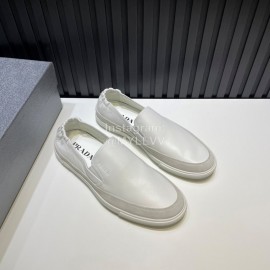 Prada Spring Summer Soft Cowhide Loafers For Men White