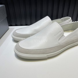 Prada Spring Summer Soft Cowhide Loafers For Men White