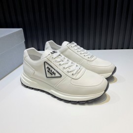 Prada Spring Summer Cowhide Sneakers For Men White