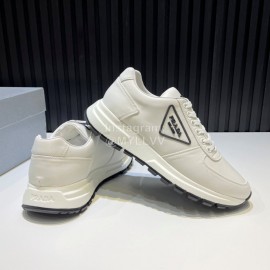 Prada Spring Summer Cowhide Sneakers For Men White