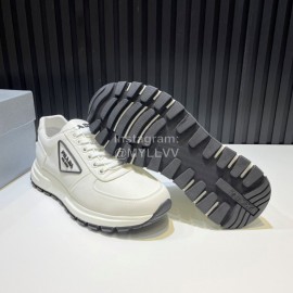 Prada Spring Summer Cowhide Sneakers For Men White