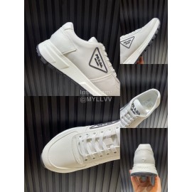 Prada Spring Summer Cowhide Sneakers For Men White