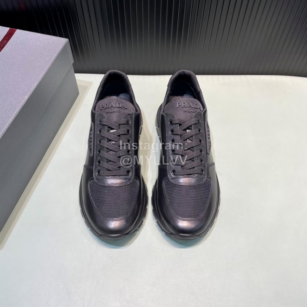 Prada Spring Summer Cowhide Mesh Sneakers For Men Black