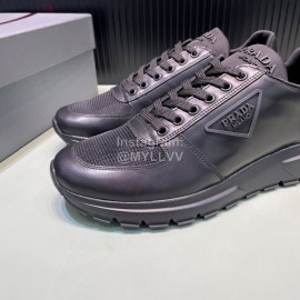 Prada Spring Summer Cowhide Mesh Sneakers For Men Black