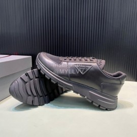 Prada Spring Summer Cowhide Mesh Sneakers For Men Black