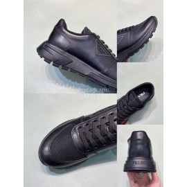 Prada Spring Summer Cowhide Mesh Sneakers For Men Black