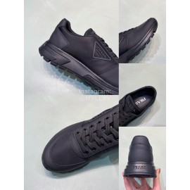 Prada Spring Summer Cowhide Sneakers For Men Black