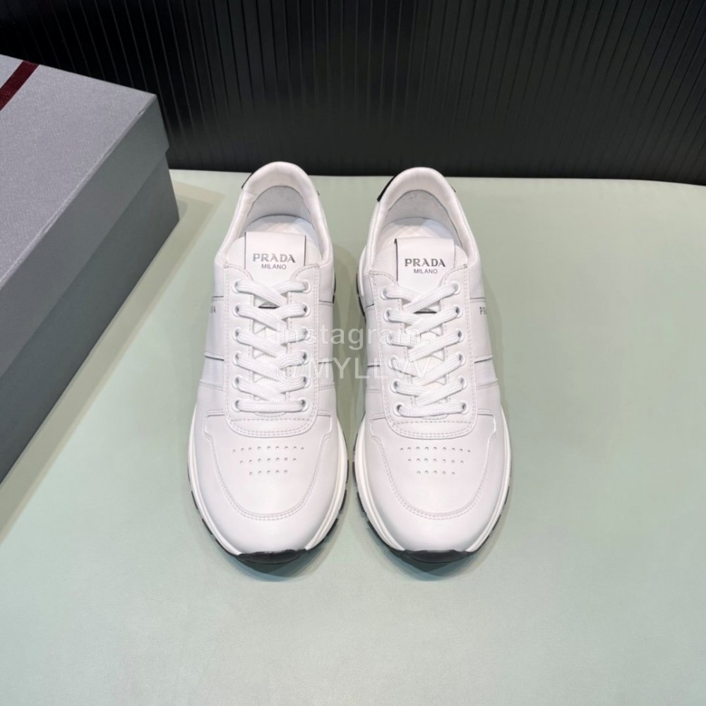 Prada Spring Summer White Cowhide Sneakers For Men 