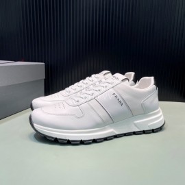 Prada Spring Summer White Cowhide Sneakers For Men 