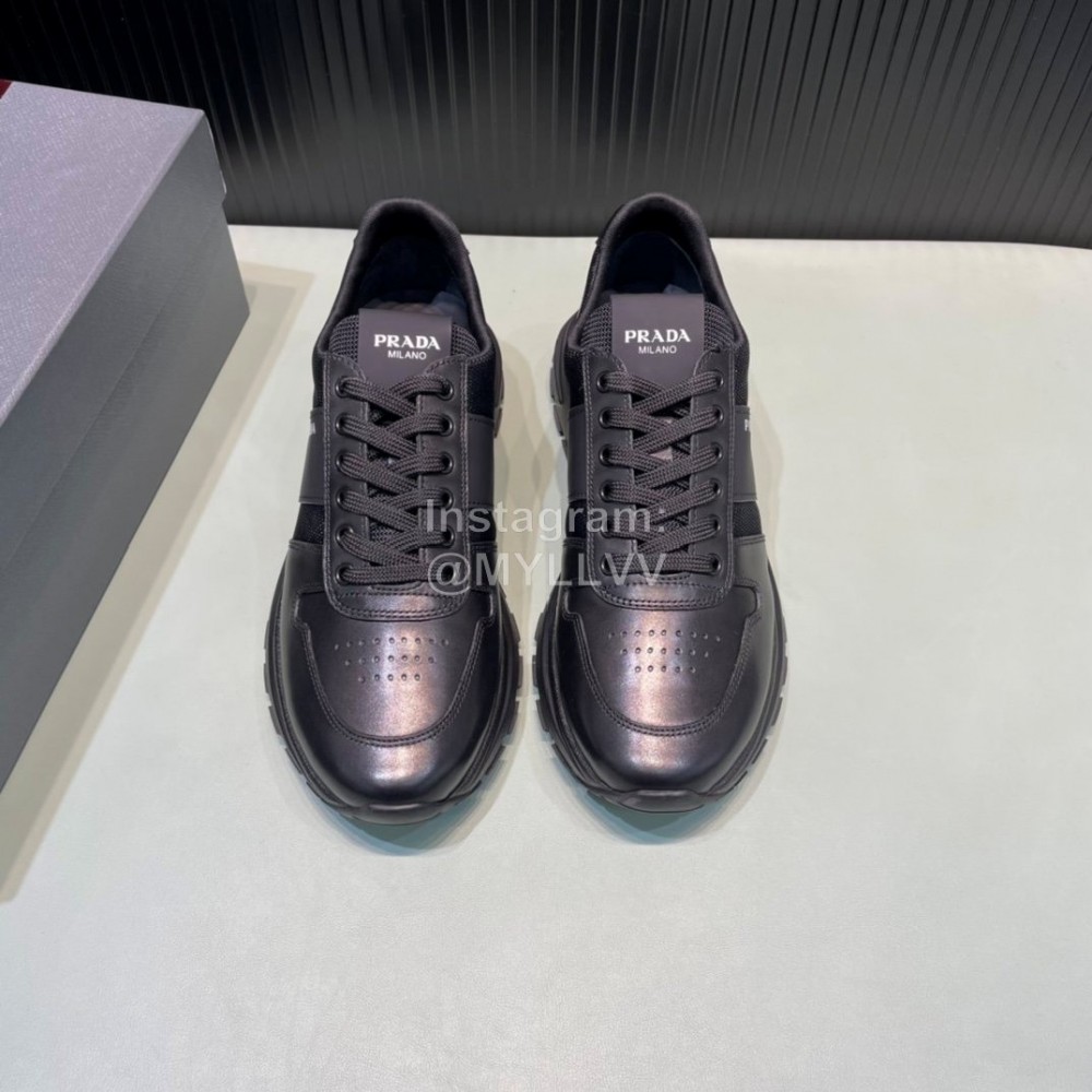 Prada Spring Summer Black Cowhide Sneakers For Men 