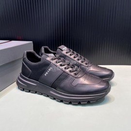 Prada Spring Summer Black Cowhide Sneakers For Men 