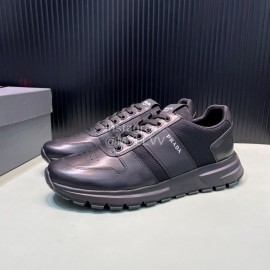 Prada Spring Summer Black Cowhide Sneakers For Men 