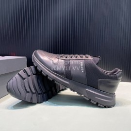 Prada Spring Summer Black Cowhide Sneakers For Men 