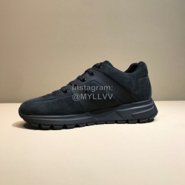 Prada Black Velvet Cowhide Sneakers For Men 