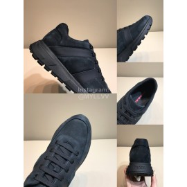 Prada Black Velvet Cowhide Sneakers For Men 