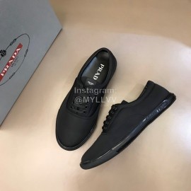 Prada Black Nylon Lace Up Sneakers For Men 