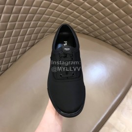 Prada Black Nylon Lace Up Sneakers For Men 